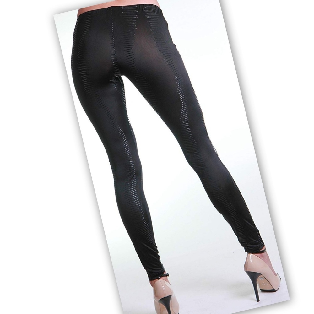 Freckles Black Sheer Zebra Foil Leggings Large - Picture 4 of 4